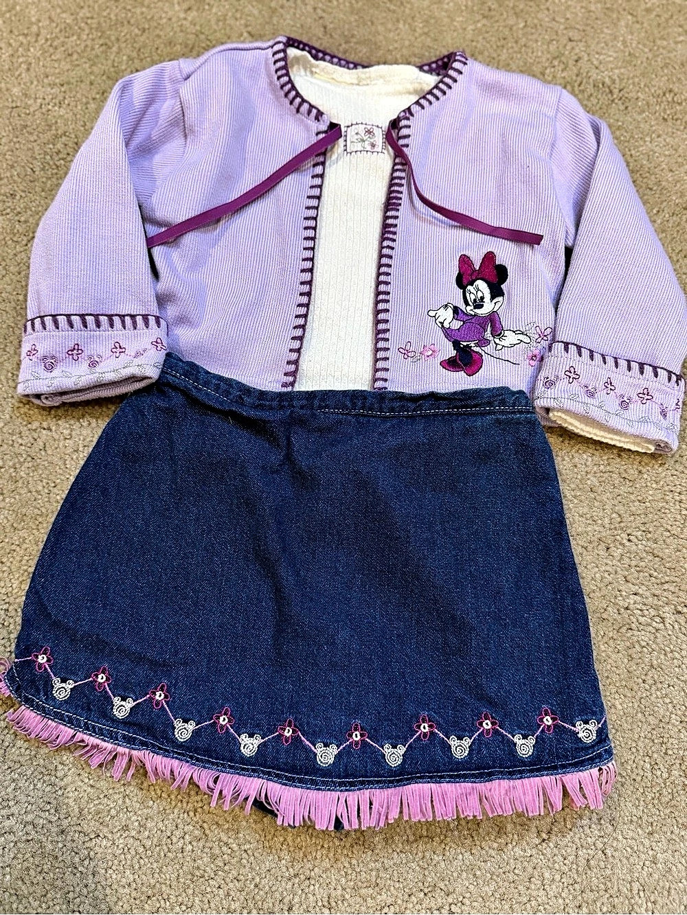 Vintage Y2K Disney Minnie Mouse 3 Piece Outfit Set 18M